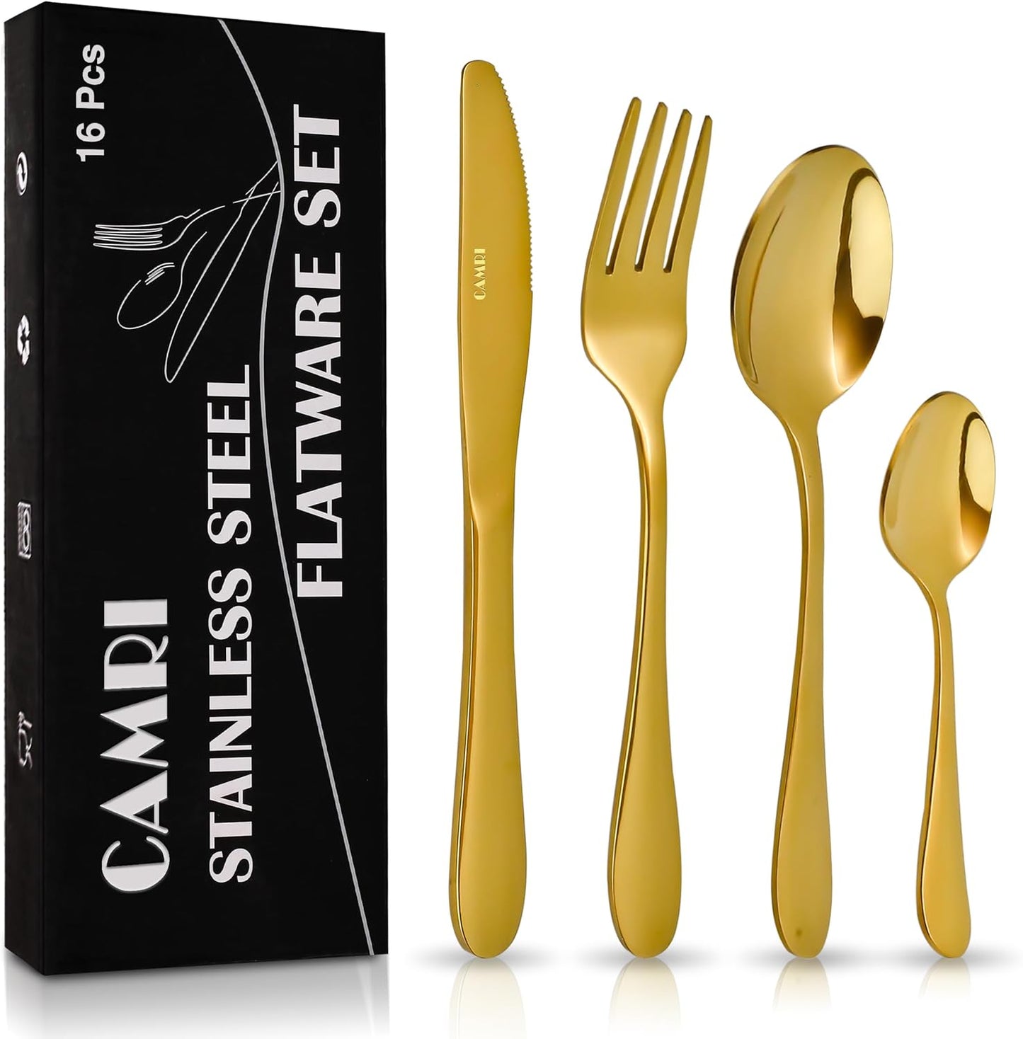 Camri Stainless Steel Cutlery Set – 16 Pieces - Gold