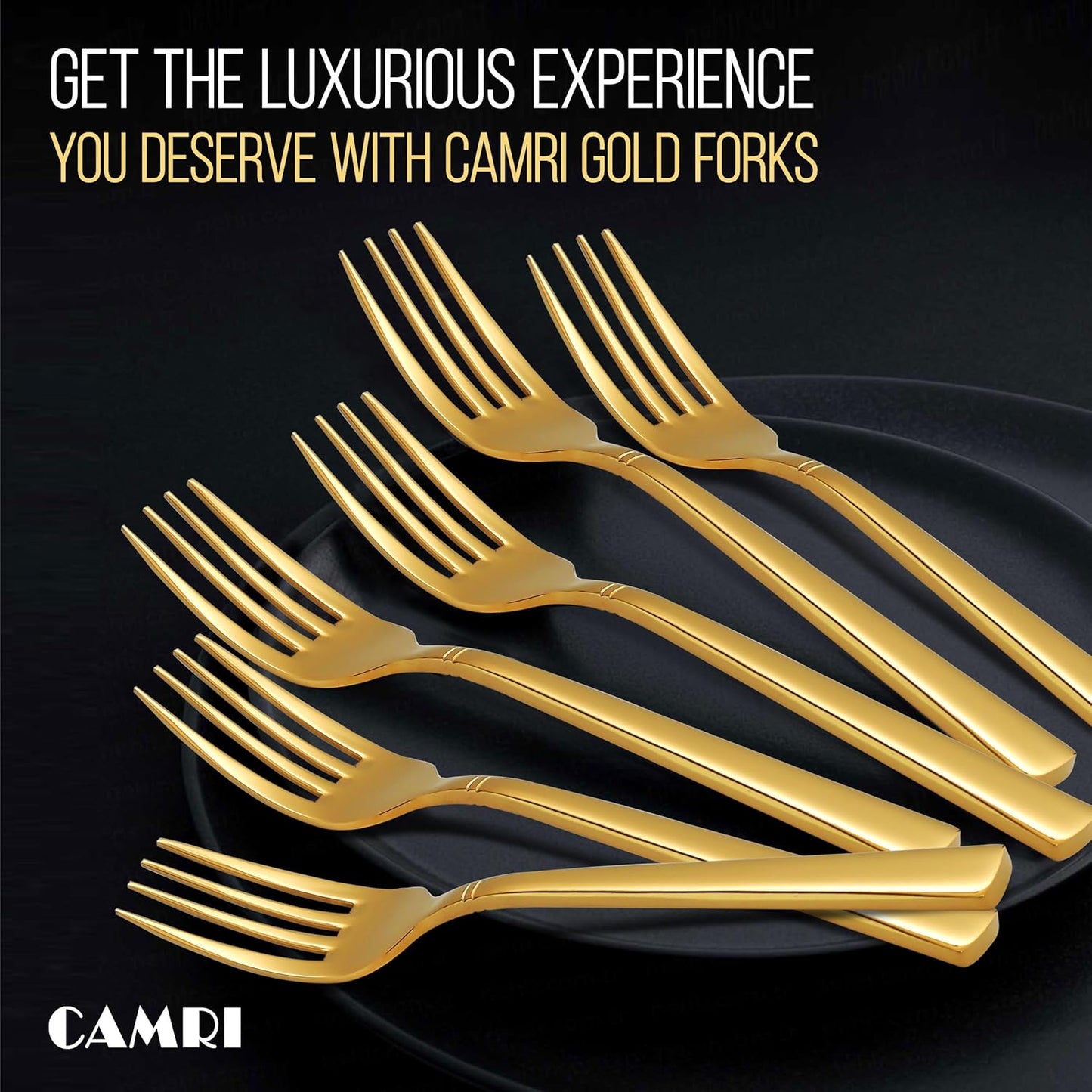 Camri Stainless Steel Dinner Forks - Set of 6 – C37 - Gold