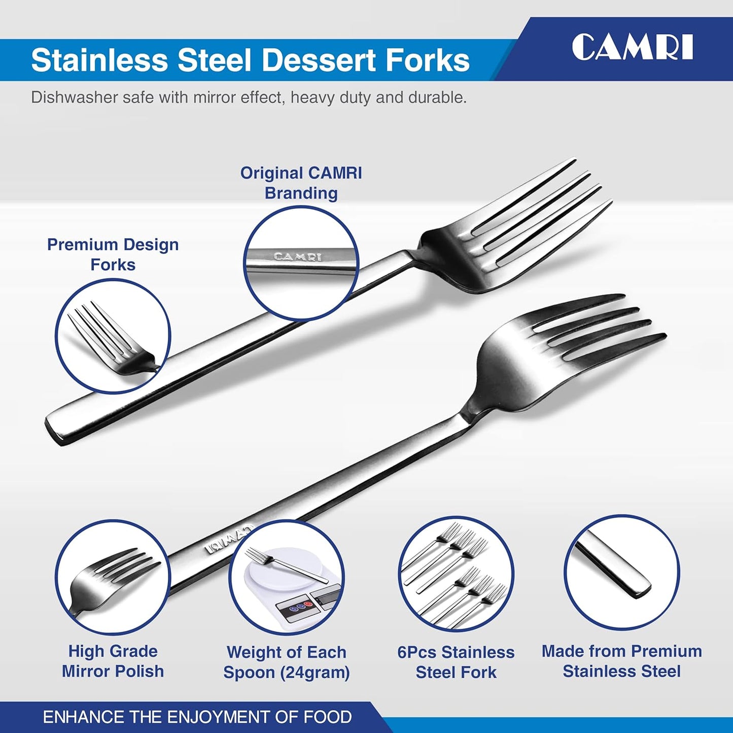 Camri Stainless Steel Cake Forks – Set of 6 - C62