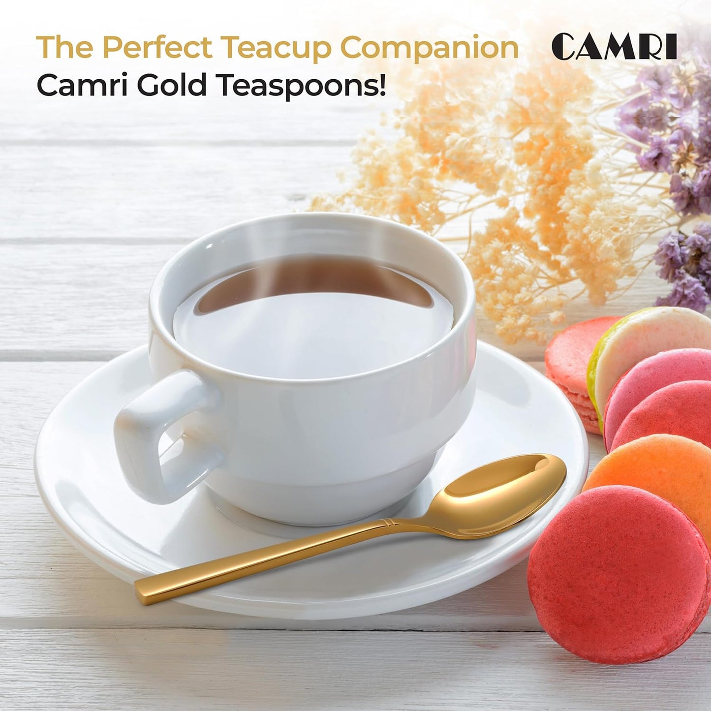 Camri Stainless Steel Teaspoons - Set of 6 – C37- Gold
