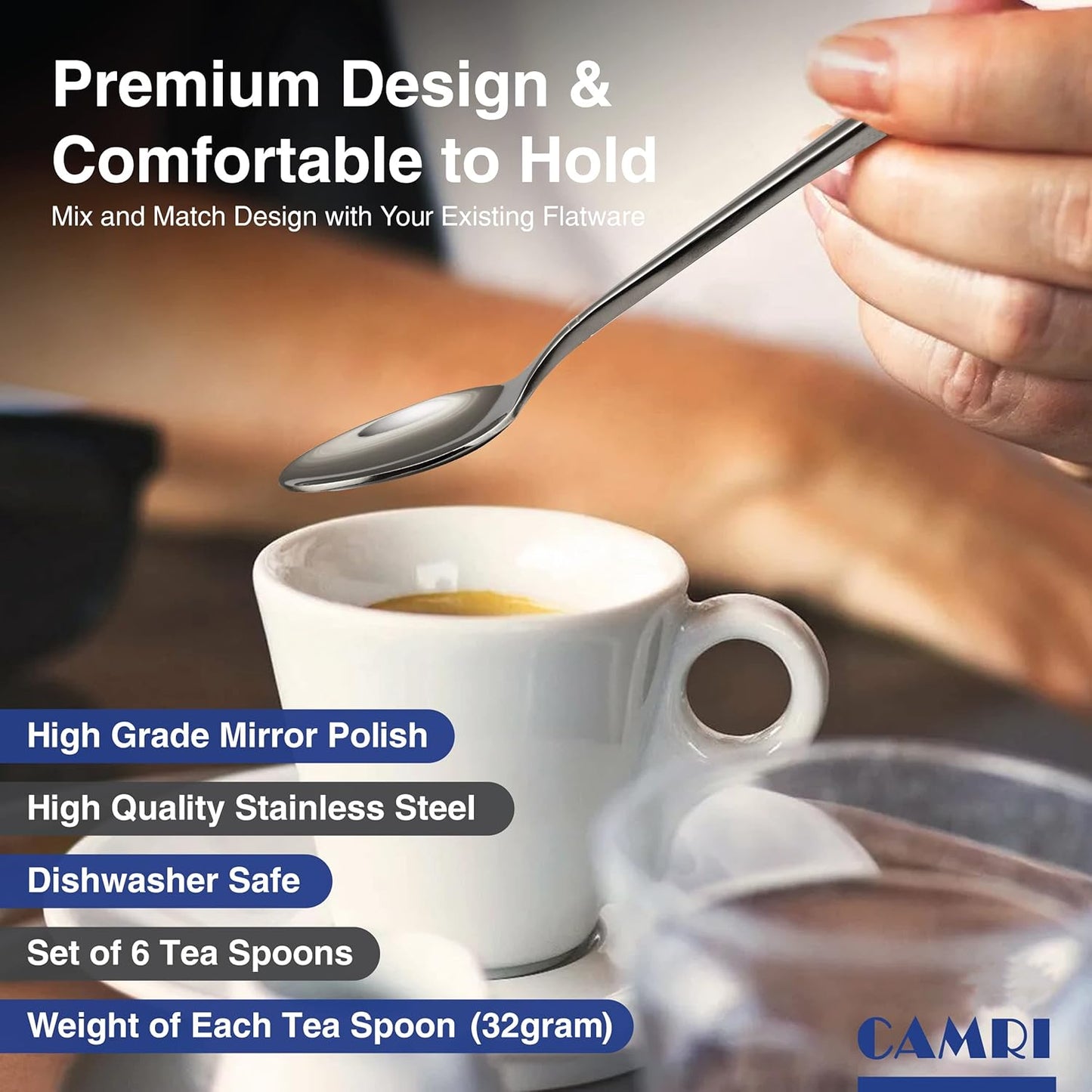 Camri Stainless Steel Teaspoons - Set of 6 - C37