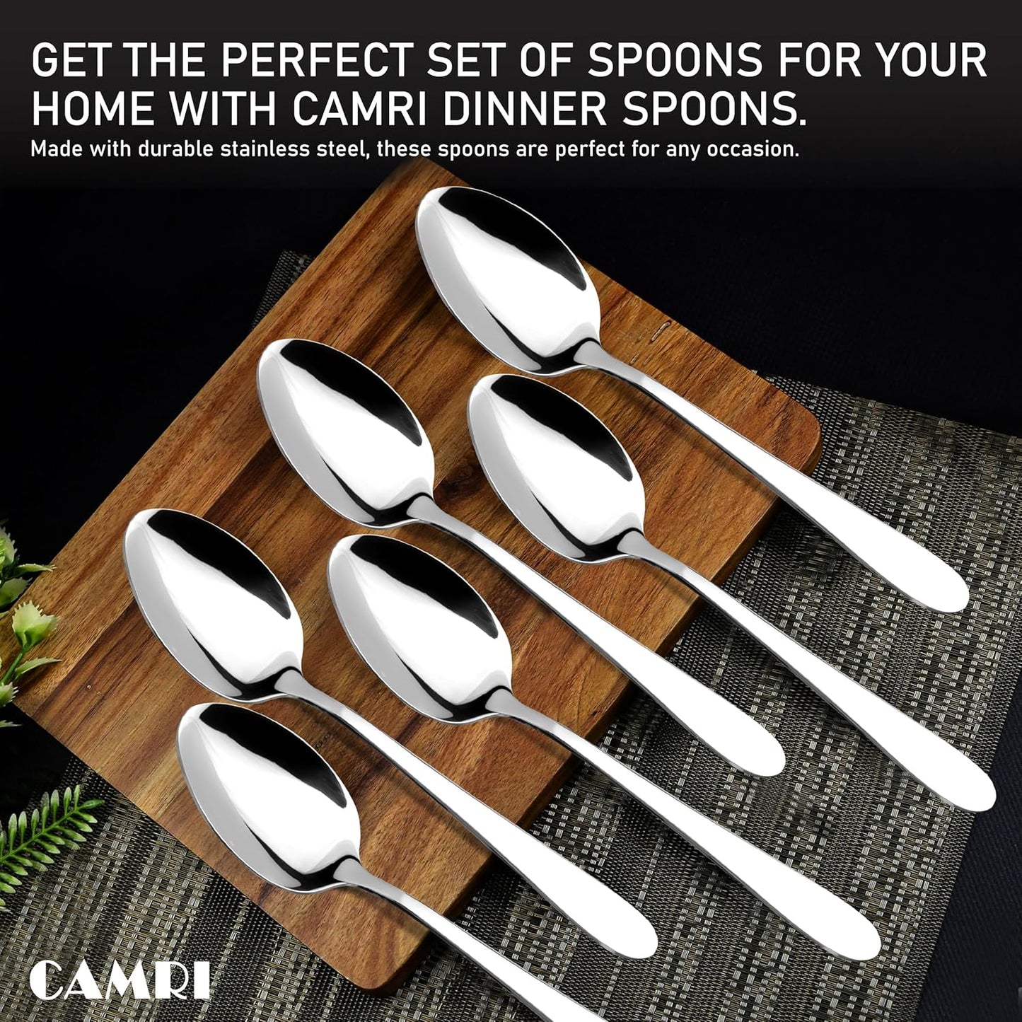 Camri Stainless Steel Dinner Spoons - Set of 6 – C61