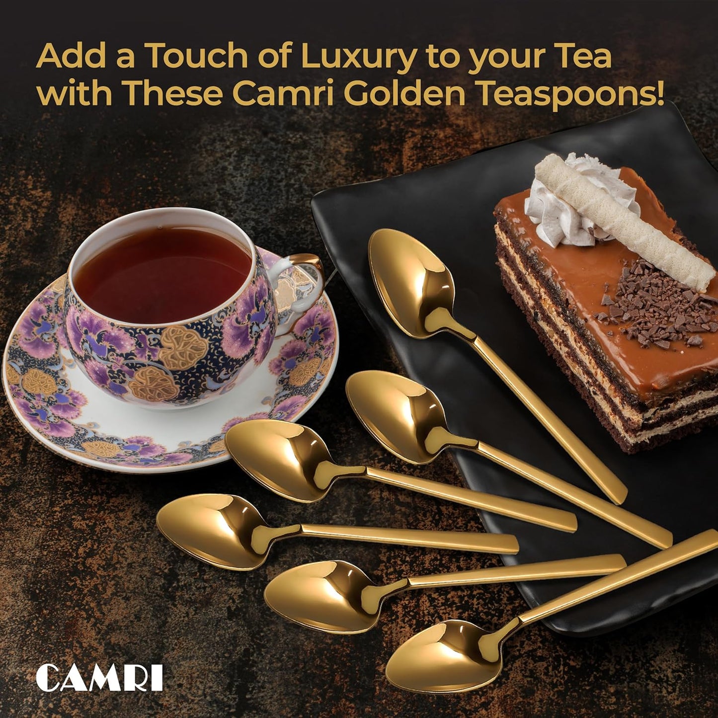 Camri Stainless Steel Teaspoons - Set of 6 – C62- Gold