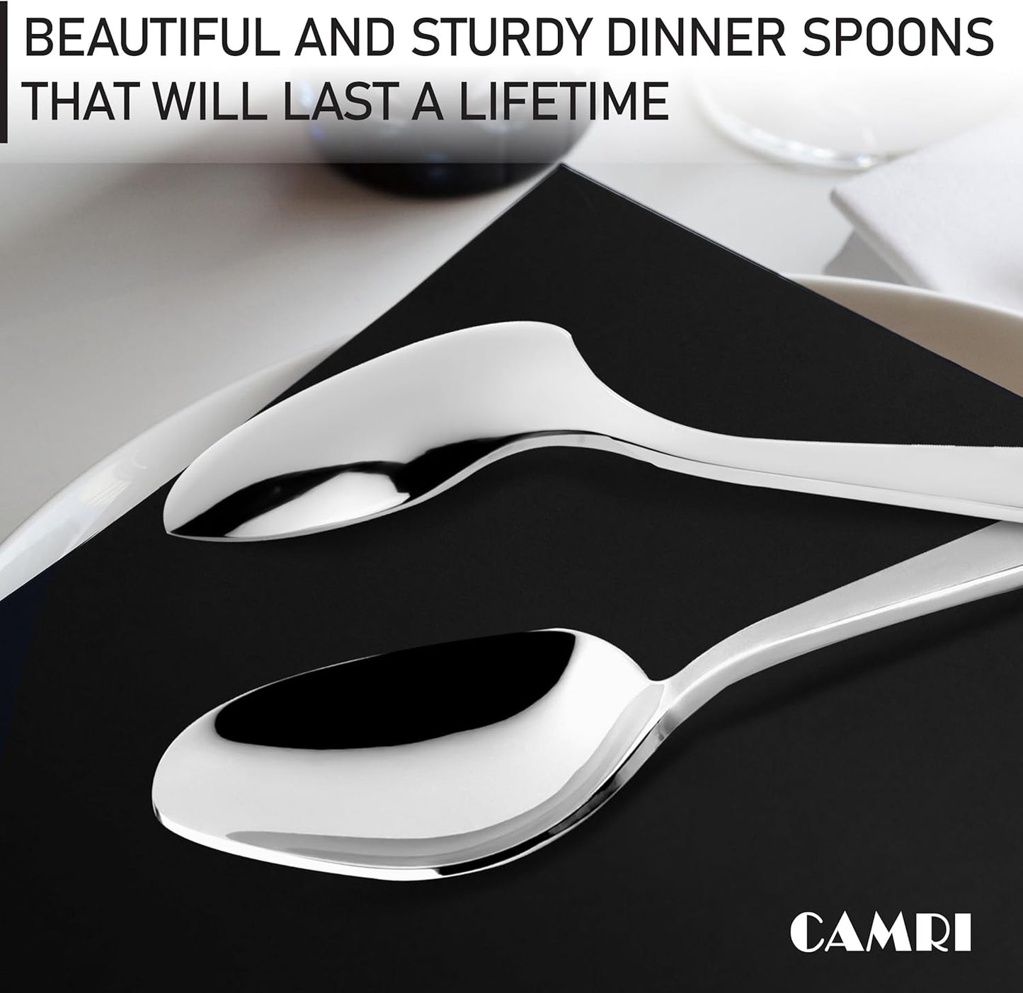 Camri Stainless Steel Dinner Spoons - Set of 6 - C4