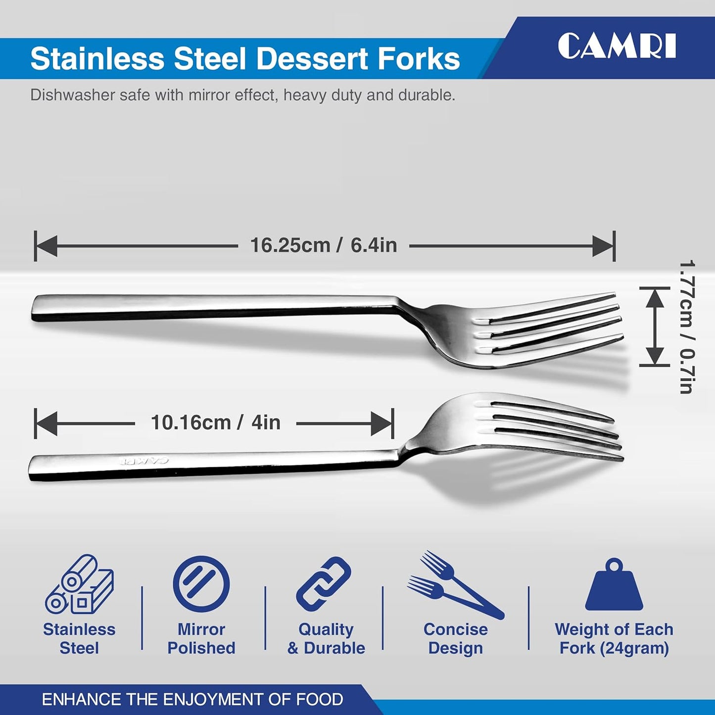 Camri Stainless Steel Cake Forks – Set of 6 - C62