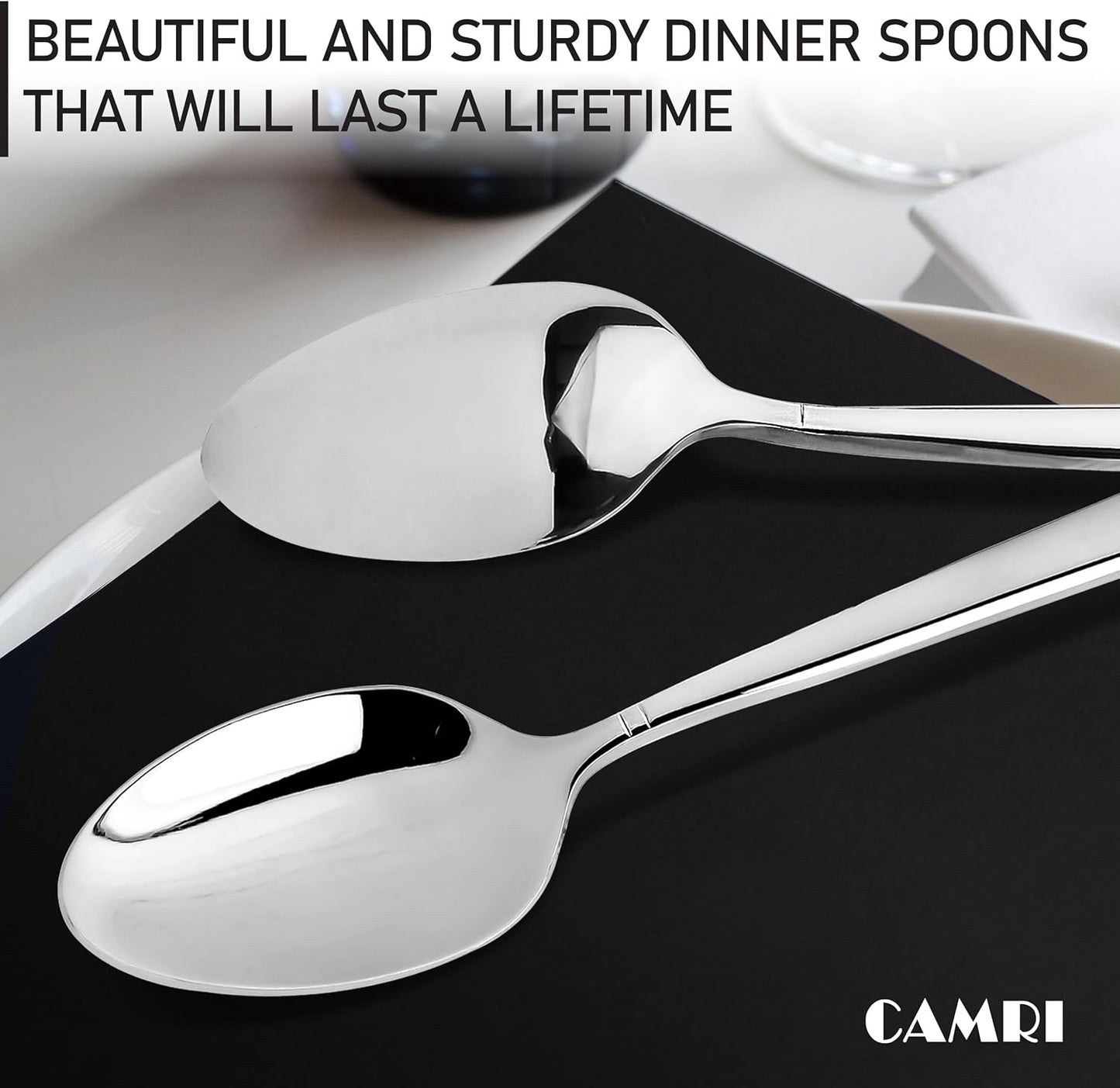Camri Stainless Steel Dinner Spoons - Set of 6 - C37