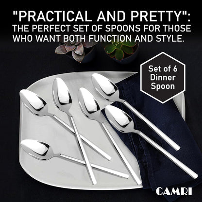 Camri Stainless Steel Dinner Spoons - Set of 6 - C62
