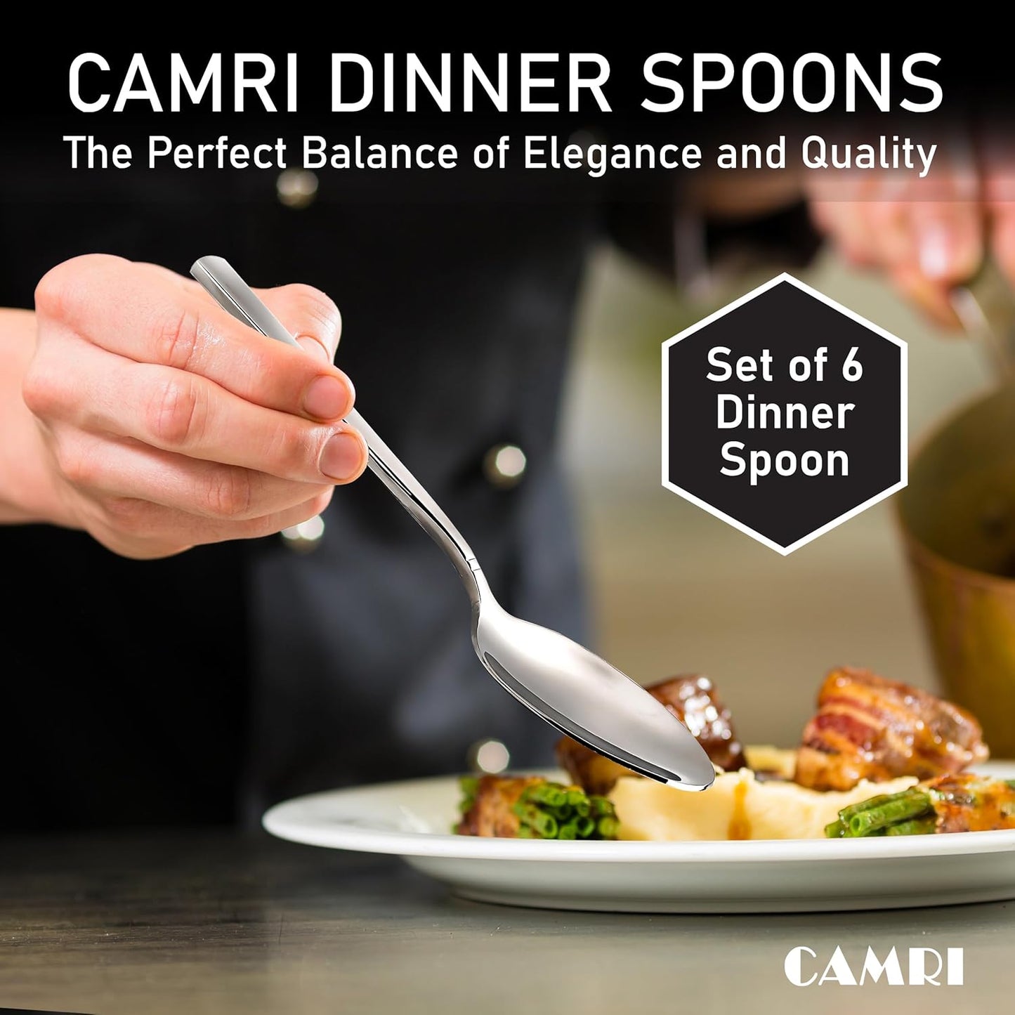 Camri Stainless Steel Dinner Spoons - Set of 6 - C37