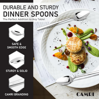 Camri Stainless Steel Dinner Spoons - Set of 6 - C62