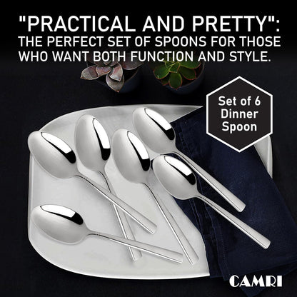 Camri Stainless Steel Dinner Spoons - Set of 6 - C37