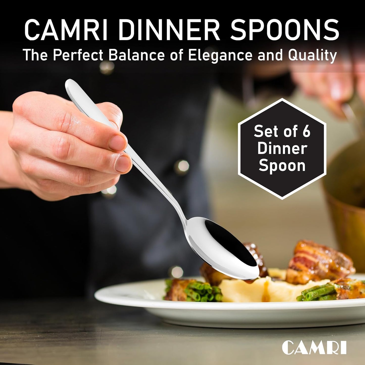 Camri Stainless Steel Dinner Spoons - Set of 6 – C61