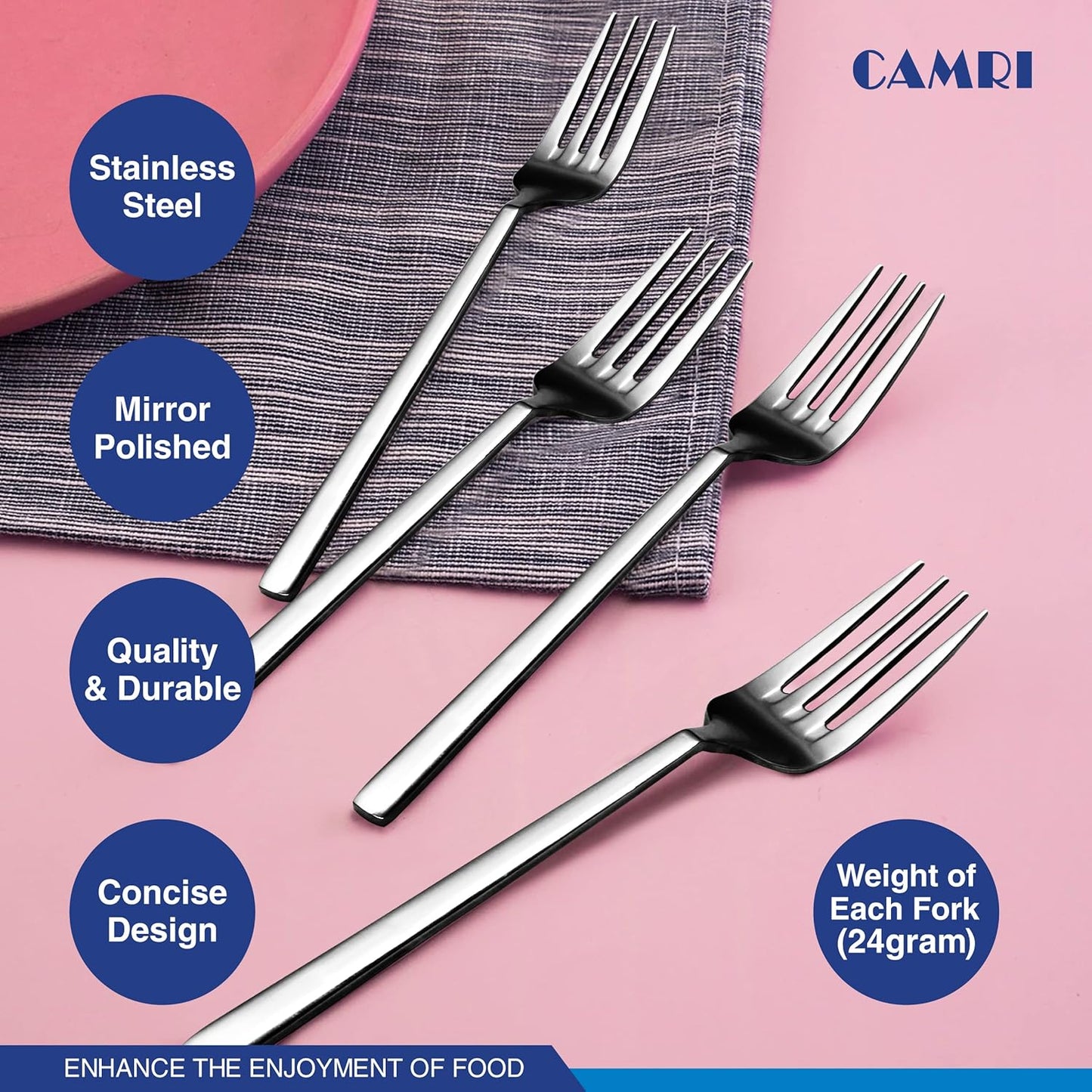 Camri Stainless Steel Cake Forks – Set of 6 - C62