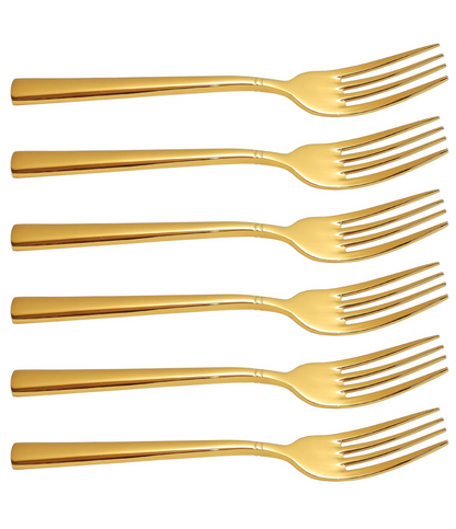 Camri Stainless Steel Dinner Forks - Set of 6 – C37 - Gold