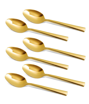 Camri Stainless Steel Dinner Spoons - Set of 6 - C37 - Gold