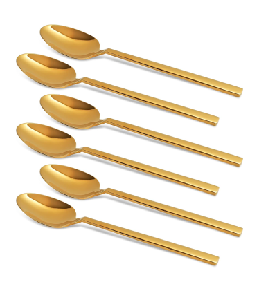 Camri Stainless Steel Dinner Spoons - Set of 6 - C62 - Gold